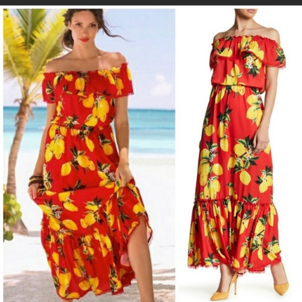 Alexia Admor Woman Dress Off shoulder Lemons Sz L